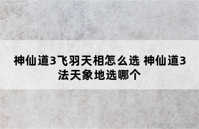 神仙道3飞羽天相怎么选 神仙道3法天象地选哪个